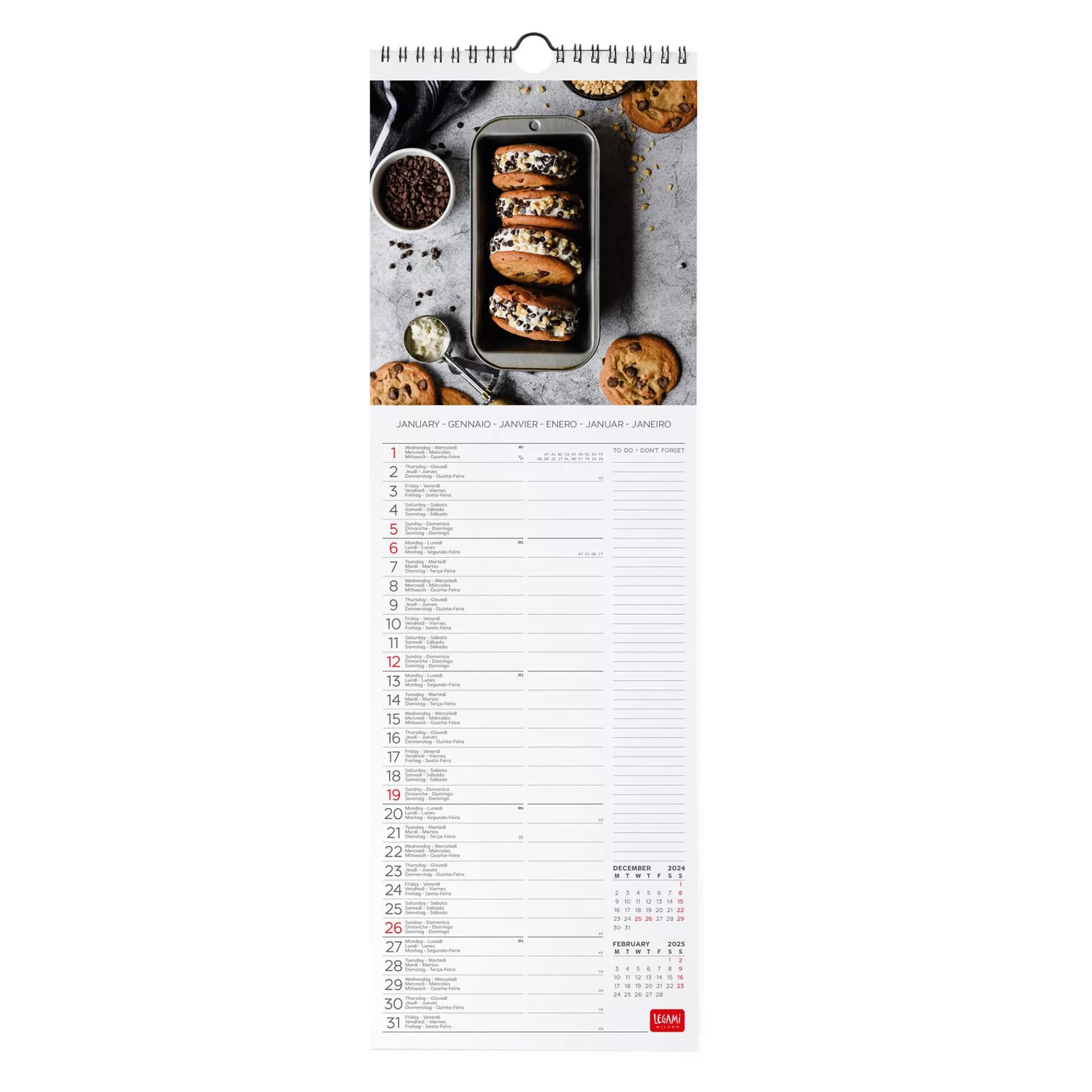 Legami Milano Calendario da Parete 2025 - 16 x 49 cm- Calendari Da Parete