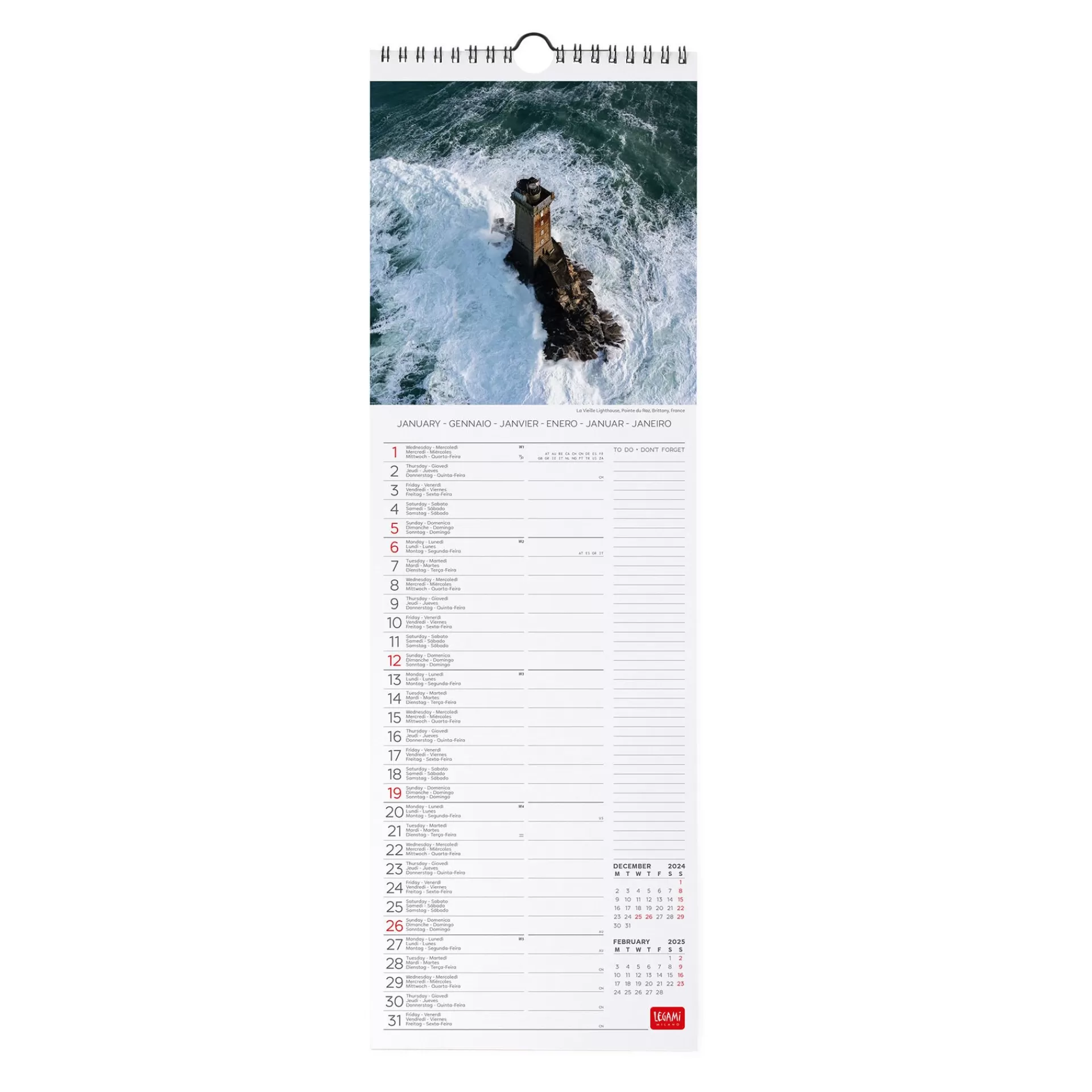 Legami Milano Calendario da Parete 2025 - 16 x 49 cm- Calendari Da Parete