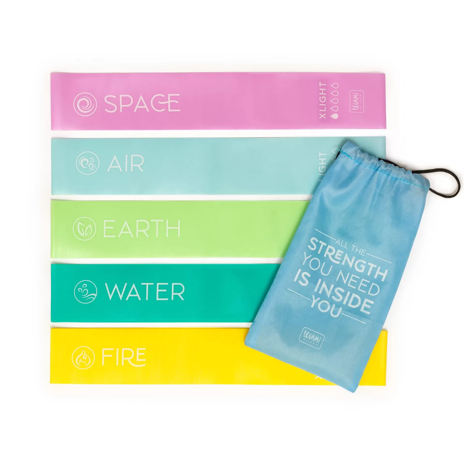 Legami Milano Set di 5 Elastici Fitness - The Five Elements- Have Fun | Viso E Corpo