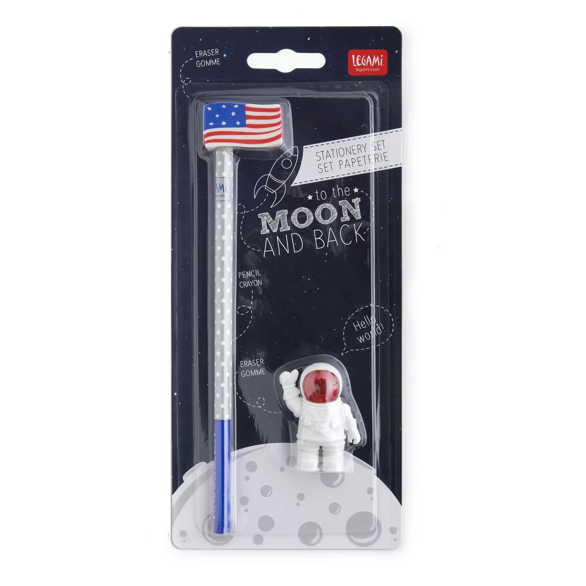 Legami Milano Set di 2 Gomme e 1 Matita - To The Moon And Back- Matite E Pastelli