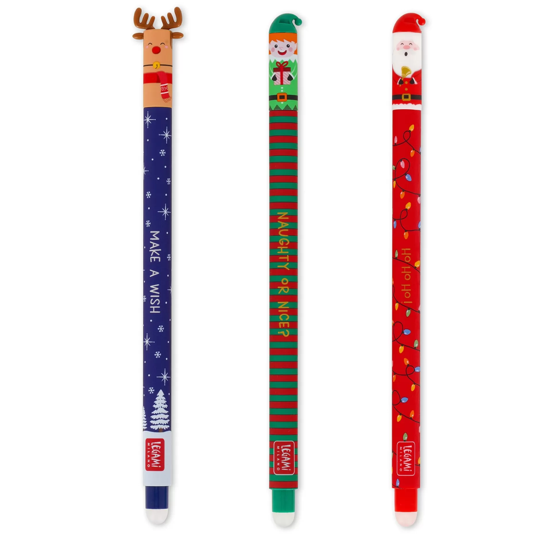 Legami Milano Set di 3 Penne Gel Cancellabili - Erasable Pen- Accessori Natalizi | Accessori Per Confezioni Regalo