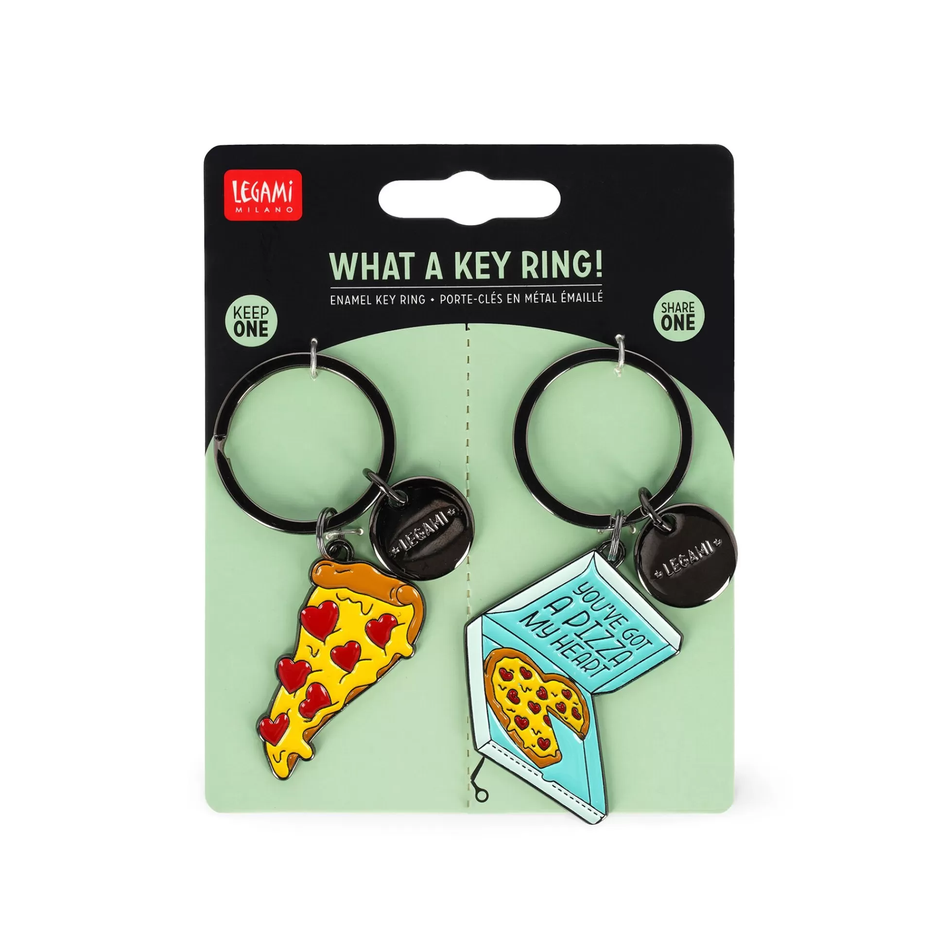 Legami Milano Set di 2 Portachiavi in Metallo Smaltato - What a Key Ring!- Portachiavi