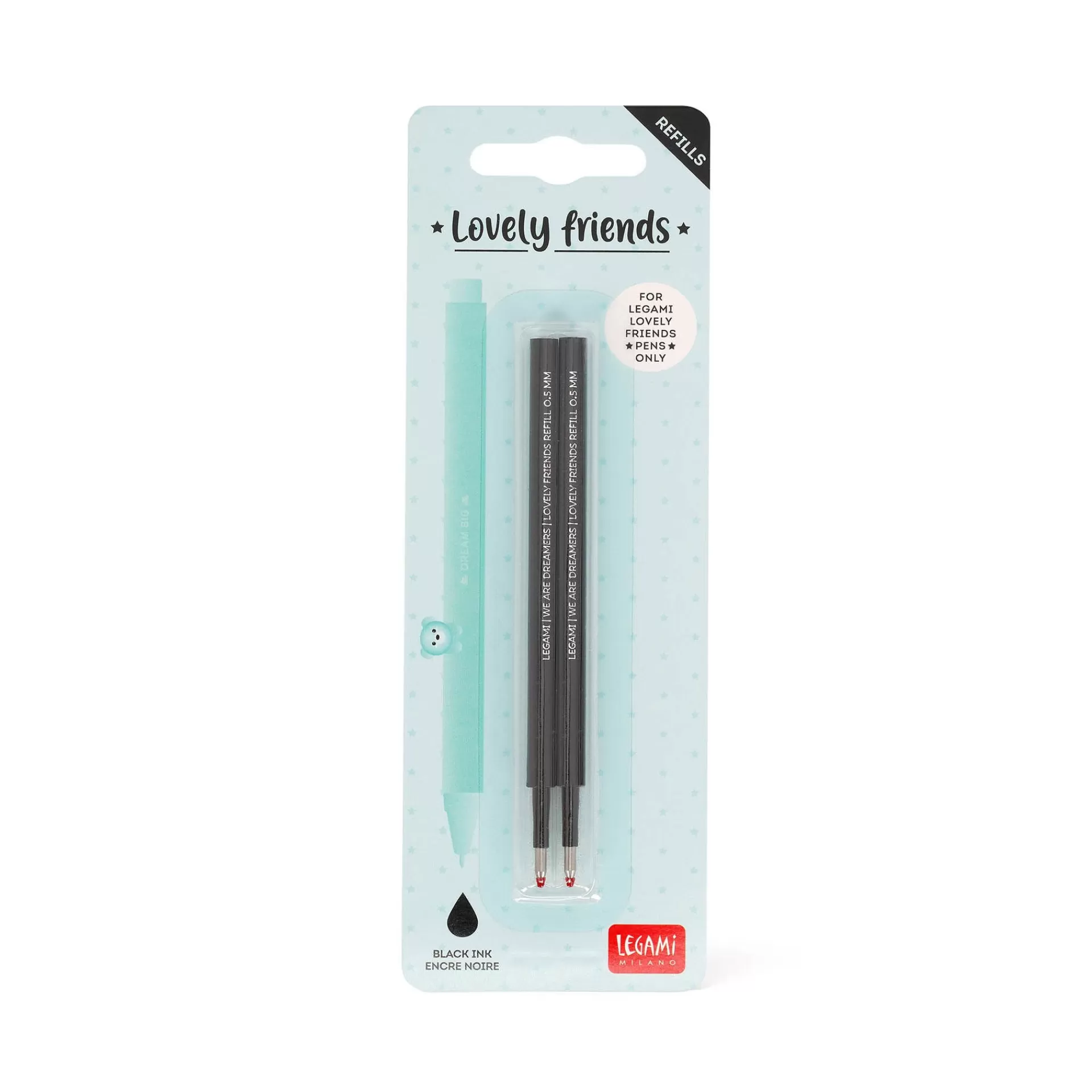 Legami Milano Set di 2 Refill per Penna Gel - Lovely Friends- Refill Penne Lovely Friends